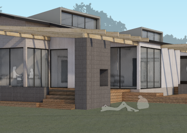 Exterior concept for the residential treatment centre which will have a neutral natural palate of materials connecting with nature and a homely feel. 