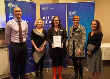 Picture of Cassandra Tinning and Dave Peffer and Ministers Emma Davidson and Rachel Stephen-Smith