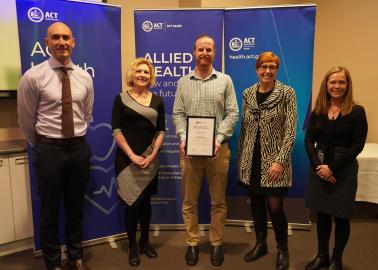 Picture of Rowan McIntyre and Dave Peffer and Ministers Emma Davidson and Rachel Stephen-Smith